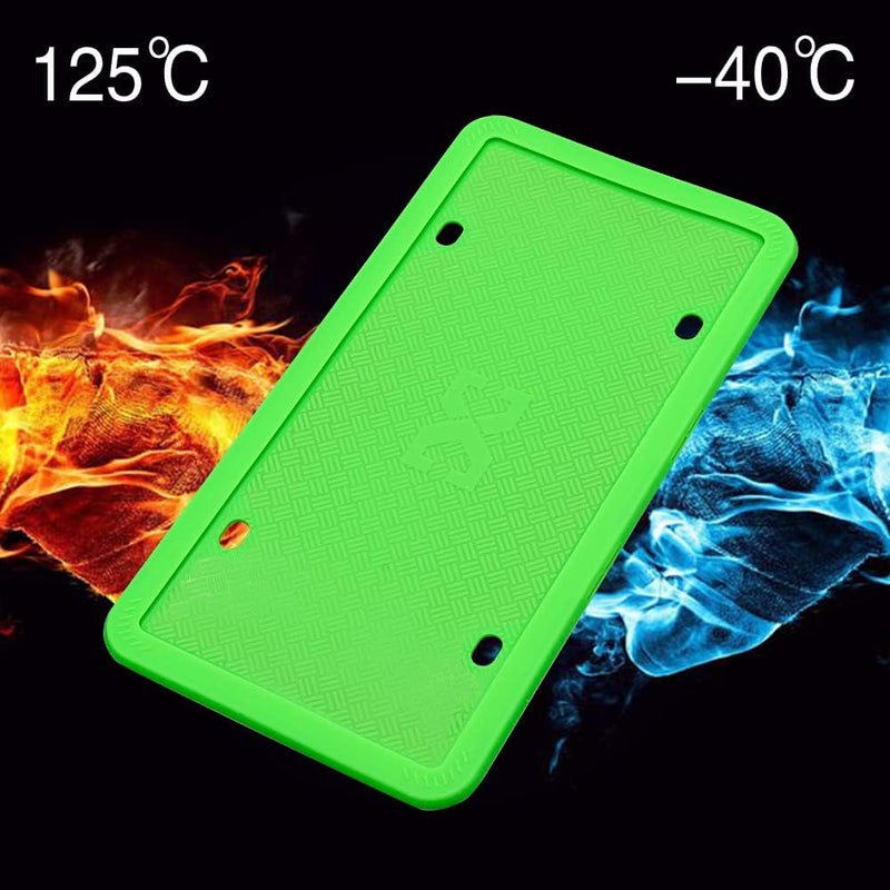 XCLPF Silicone Green License Plate Frame Covers 2 Pack- Front and Back Car Plate Bracket Holders. Rust-Proof, Rattle-Proof, Weather-Proof (Green) - Image 5